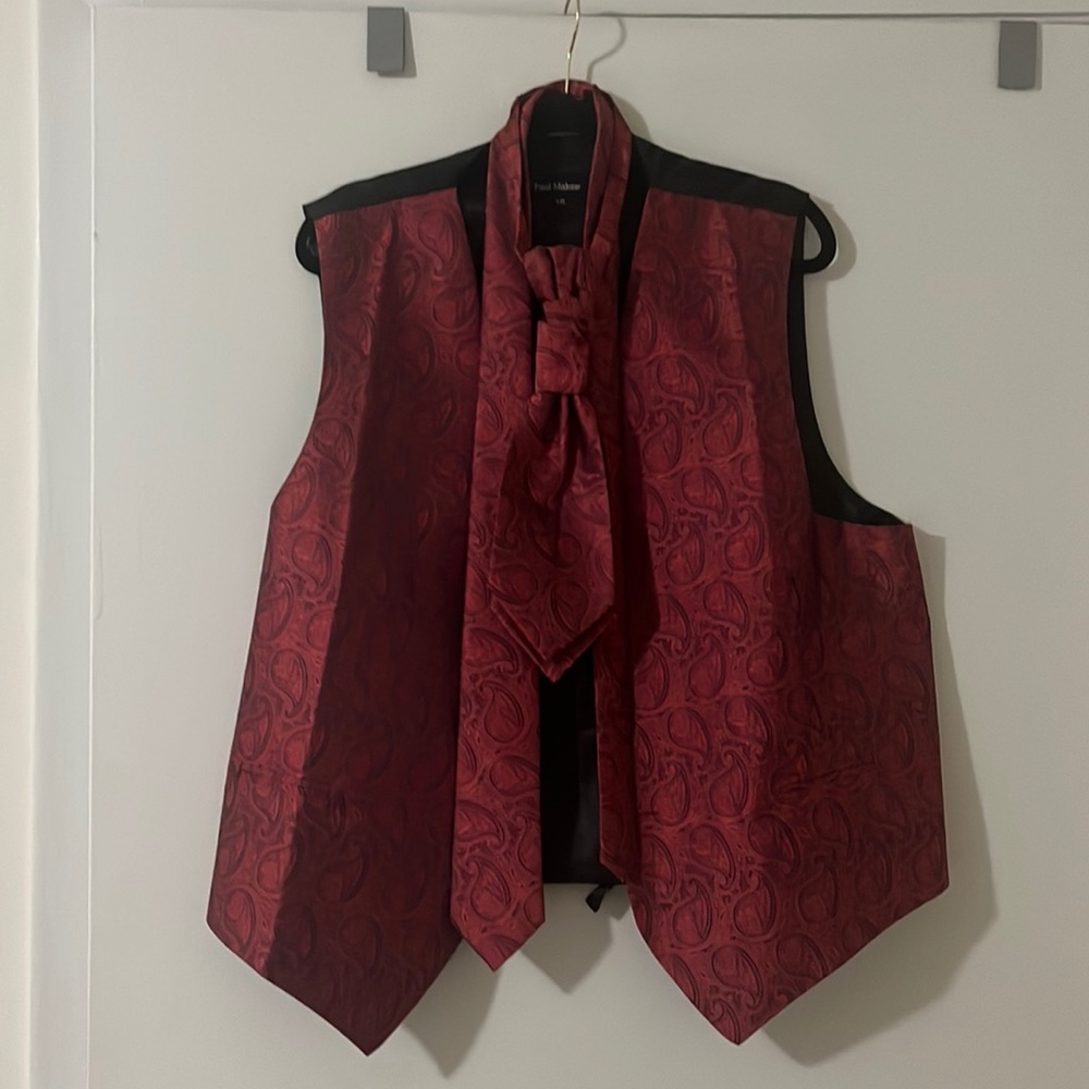 Paisley vest with ties. Wine colored tuxedo vest